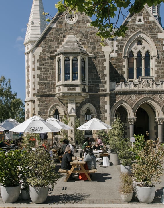 An outside photo of Arts Centre and Frances Nation Grocer.