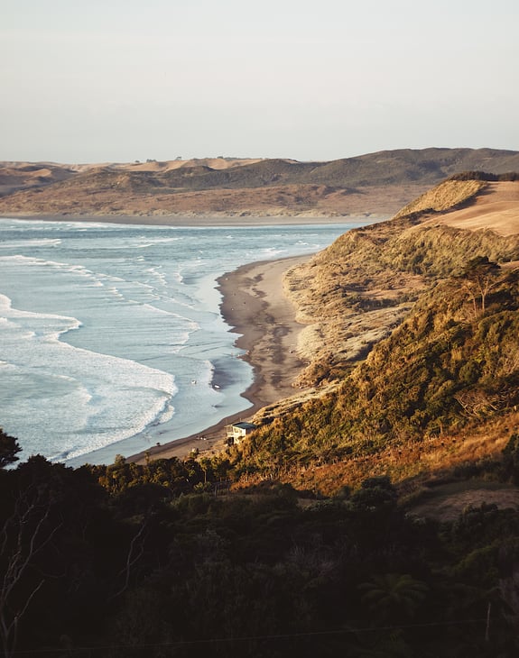 The beach at Raglan, New Zealand.