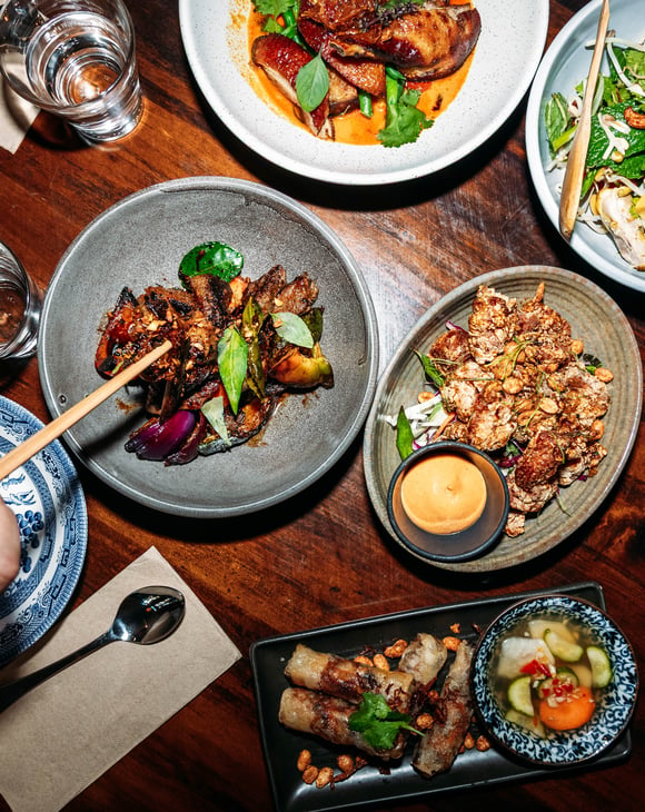 Selection of dishes on the table at Apache.