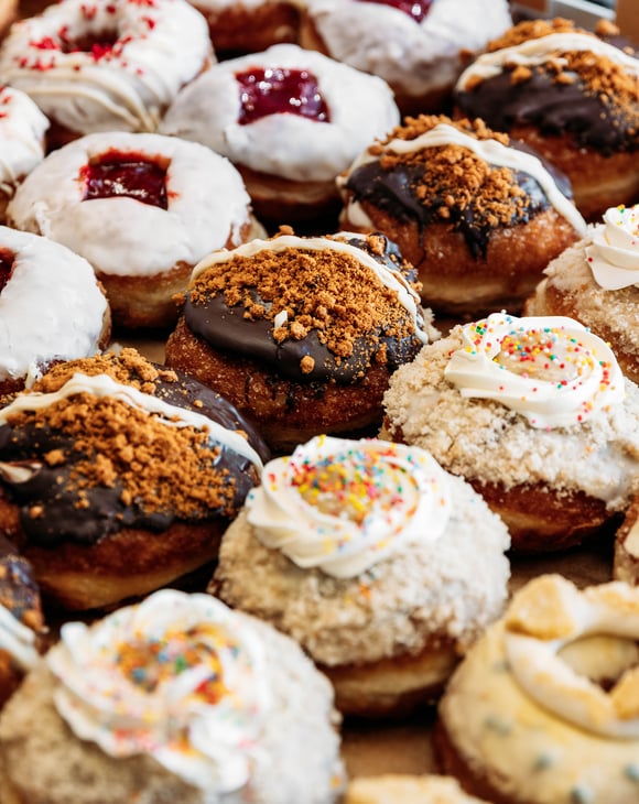 Rows of donuts from Wellington's Belen.