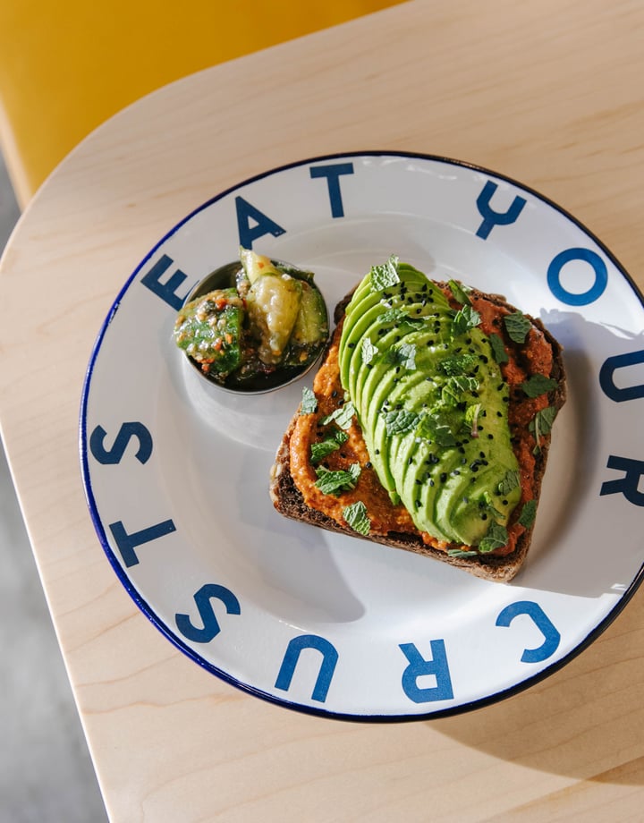 Avocado on toast from Grizzly Baked Goods.
