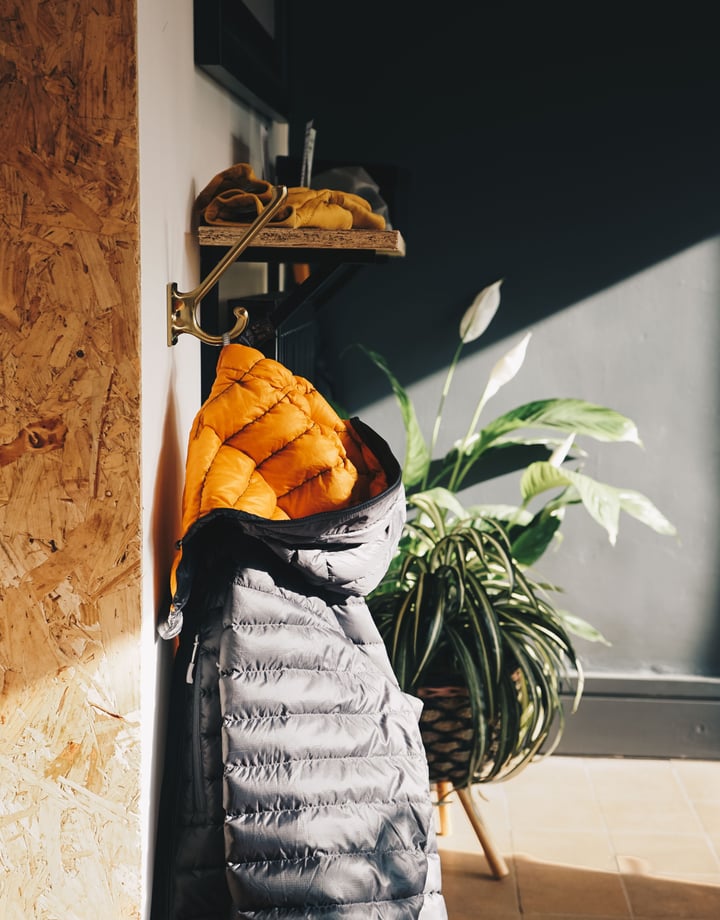 Photo of puffer jacket hanging up by Rick Barrett.