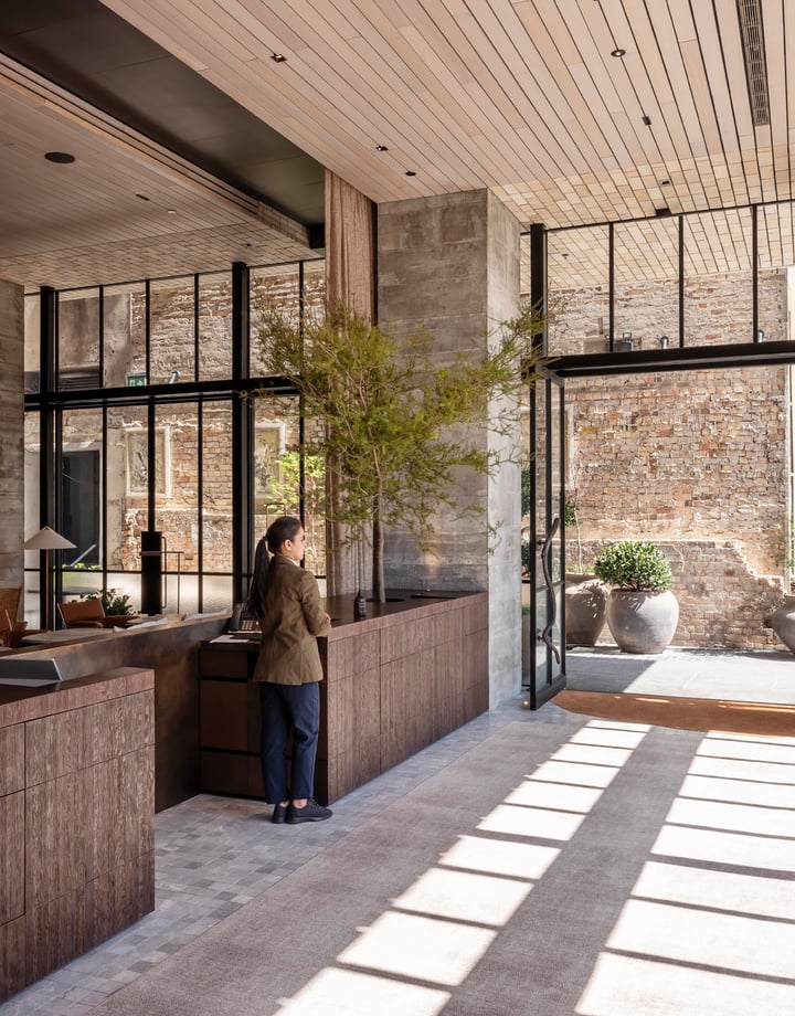 Inside the Britomart Hotel lobby.