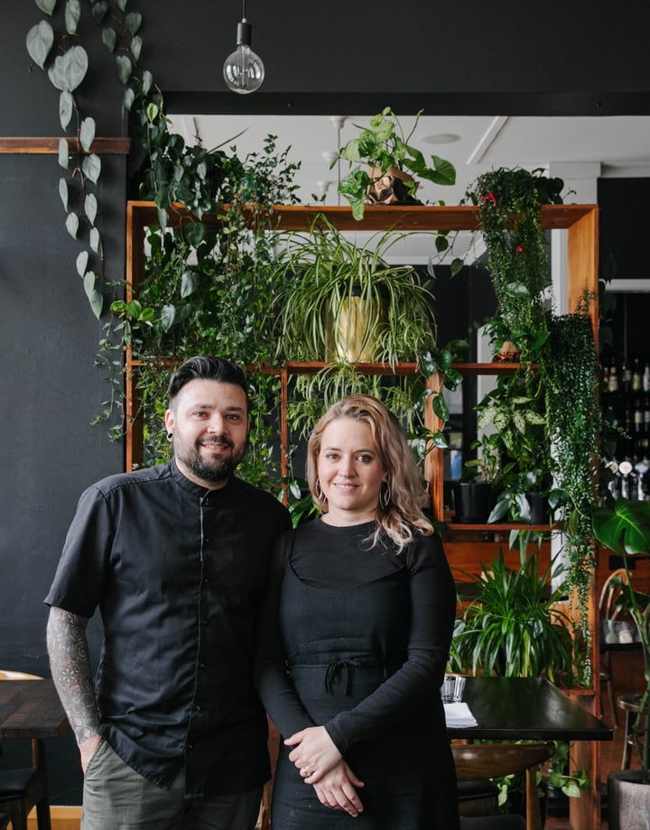 Yanina and Pablo Tacchini in their restaurant.