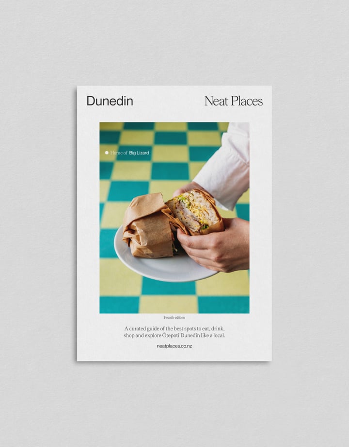 The cover of the Neat Places Dunedin pocket guide.
