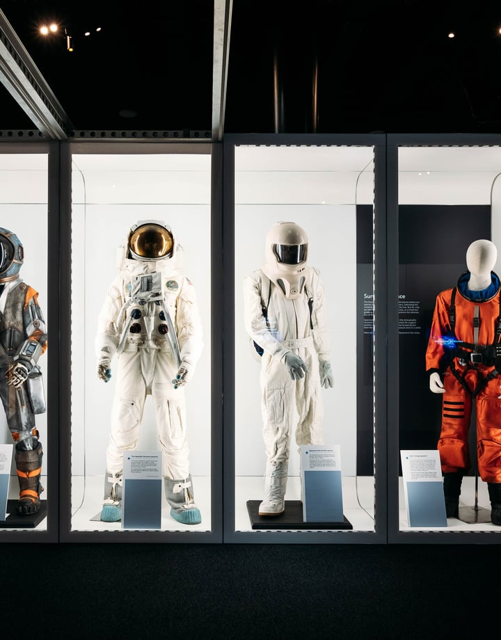 Astronauts in a window.