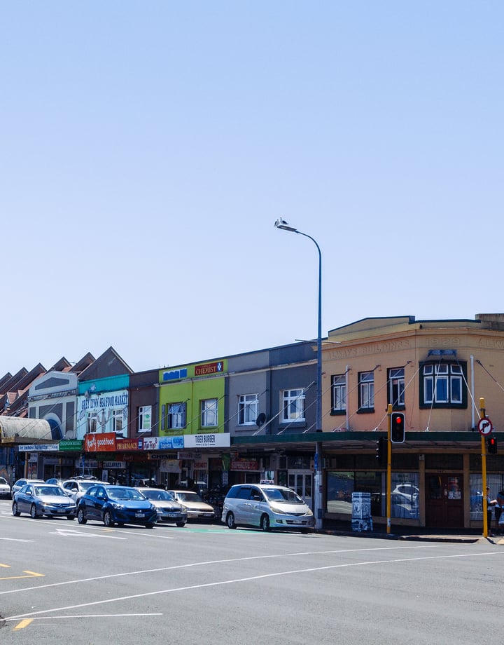 A street in Grey Lynn on a sunny day.