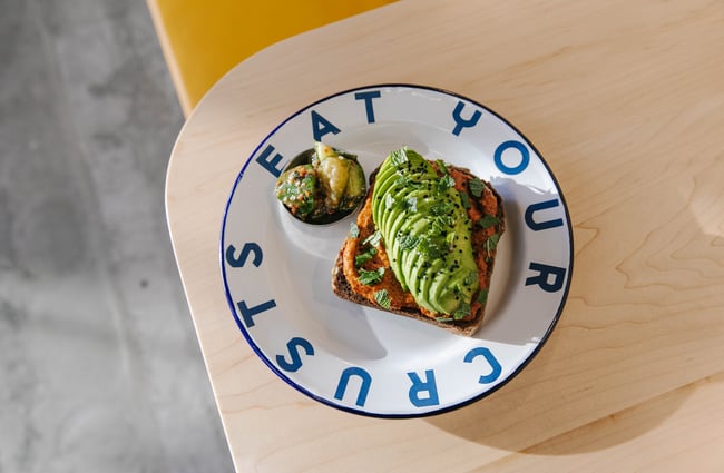 Avo on toast at Grizzly Baked Goods in the Christchurch CBD.