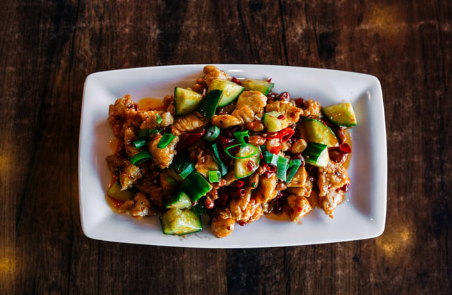 Sichuan chicken and courgette dish.
