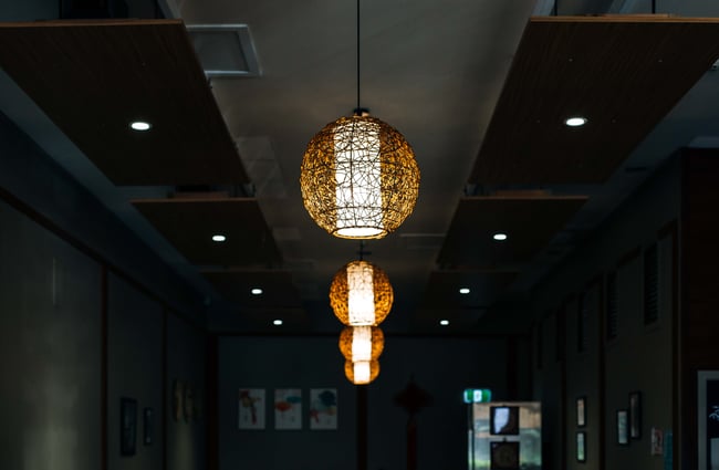 Interior lighting at Dumpling House.