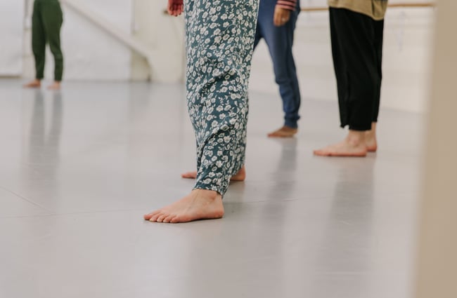 Close up of dancers feet.