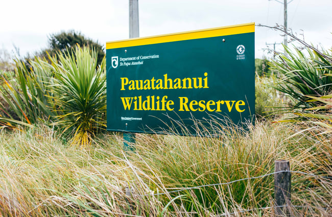 Pāuatahanui Wildlife Reserve DOC sign.