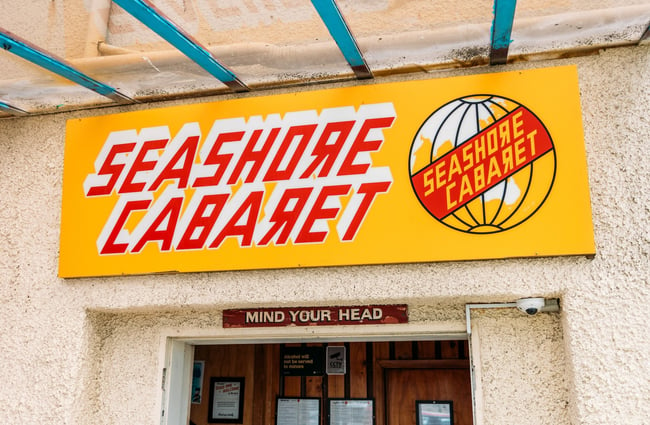 Seashore Cabaret signage above the entrance door.