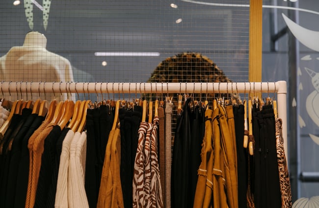 Rack of clothing at Trouble and Fox.