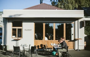 Front of Allpress cafe in Dunedin.
