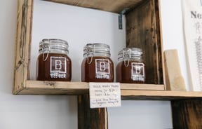 BeeBox honey in jars.