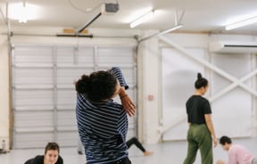 Woman dancing at Movement Art Practice.