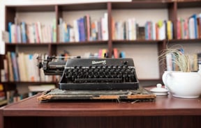 Old fashioned black typewriter.