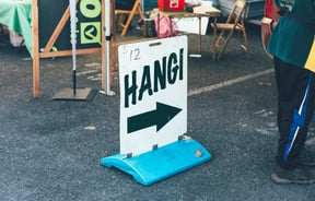 Sign for a hangi.