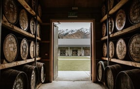 Cardrona Distillery looking out to the mountains.