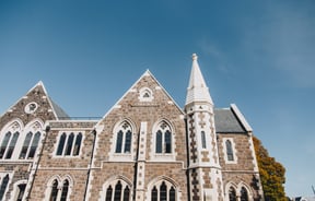 The exterior of a building at the Christchurch Arts Centre.