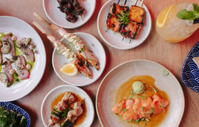 A flatlay of plates of Japanese food at Bar Yoku Christchurch.