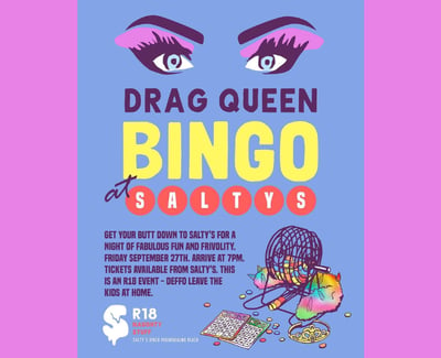 Drag Queen Bingo at Salty's Diner Event Graphic