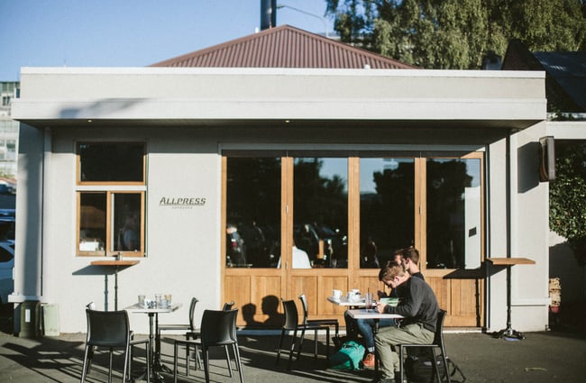 Front of Allpress cafe in Dunedin.