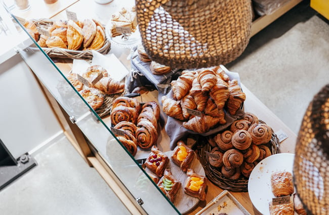 Trays of pastries and baked goods at Bohemian Bakery in Christchurch's central city.