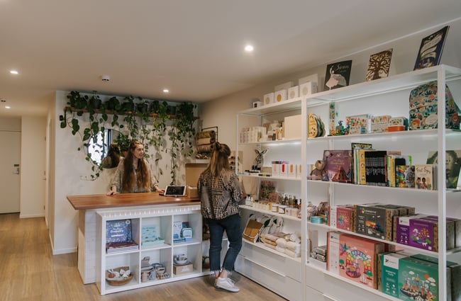 A woman browsing inside the Lily and Langford store in Christchurch.