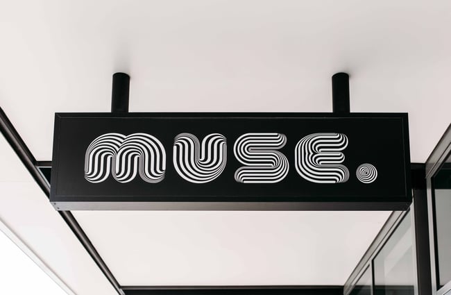 A retro exterior Muse signage.