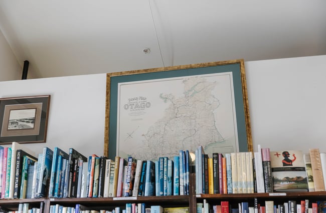 Map of Otago framed on the wall at Smith's Bookshop, Christchurch.