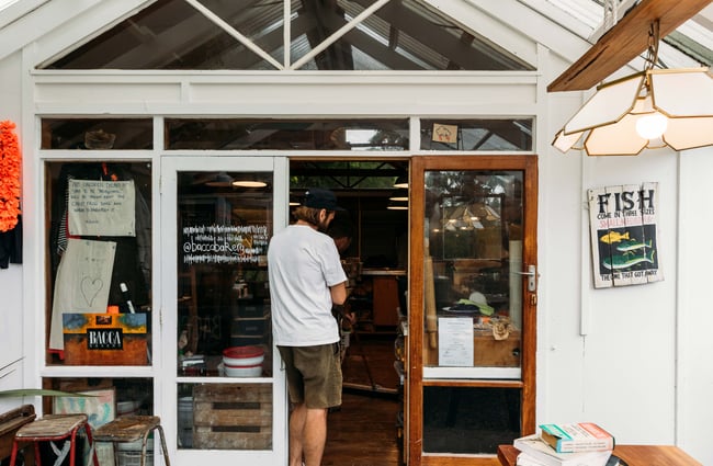 A man standing in the doorway.