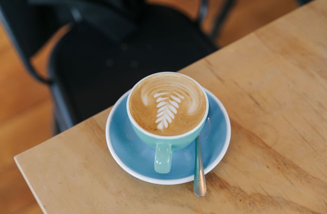 Flat white on a table at Bobby Franks.