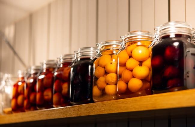 Range of homemade preserves on the shelf of Earl in Christchurch