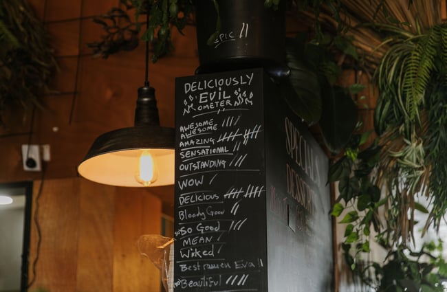 A close up of a blackboard on a wall.