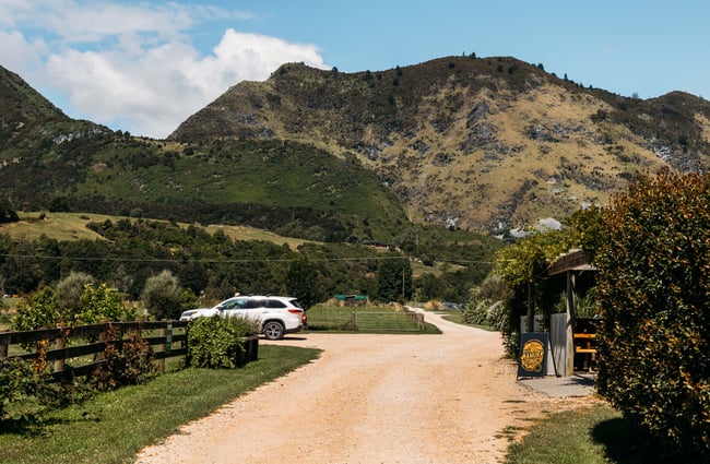 The outside path leading towards the cellar door on a sunny day.