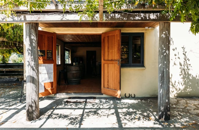 Doors opening to the entrance of the cellar door.