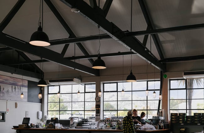 Industrial lighting at McCashins Brewery.