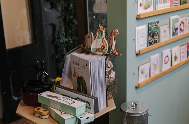 Kinfolk book and greeting cards at Red Gallery and Cafe.