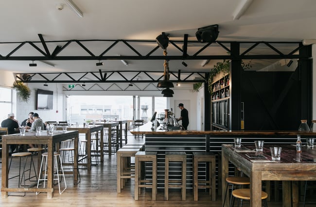 Interior with full tables at Smoky T's, Christchurch.