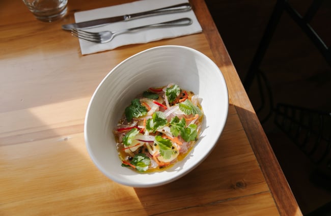 Ceviche on a table at Boat Shed Cafe.