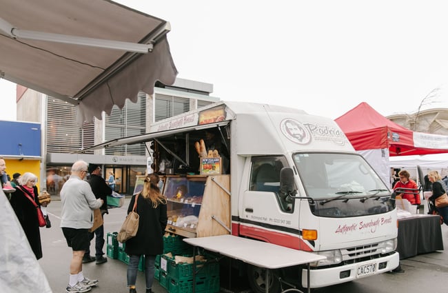 Authentic sourdough van selling bread at The Nelson Market, Nelson.