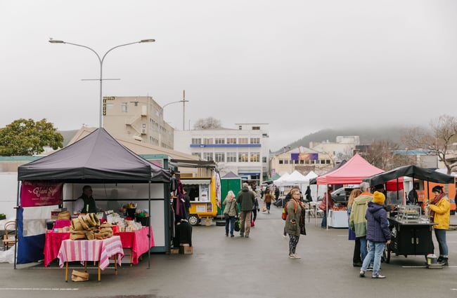 People walking along at The Nelson Market, Nelson.