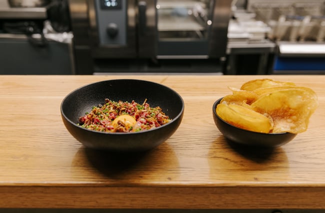 Beef tartare on the bar.