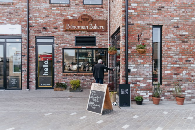 Brick facade of the Bohemian Bakery.