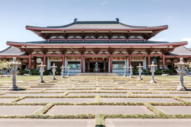 The exterior of the Fo Guang Shan temple.