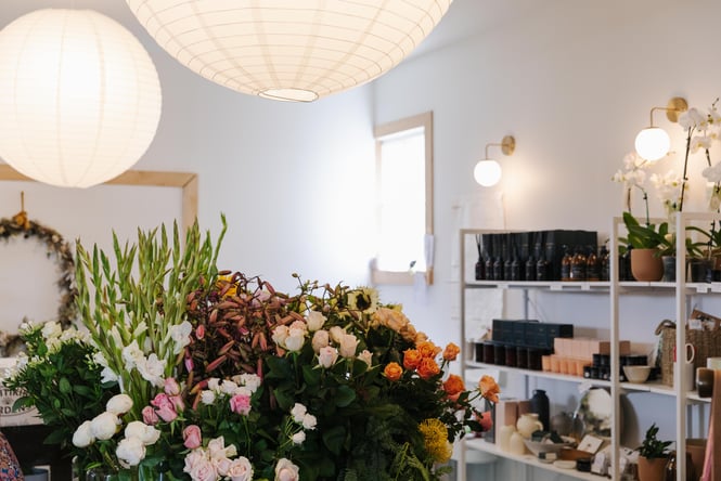 A florist store in Sumner Christchurch with beautiful flowers and homewares