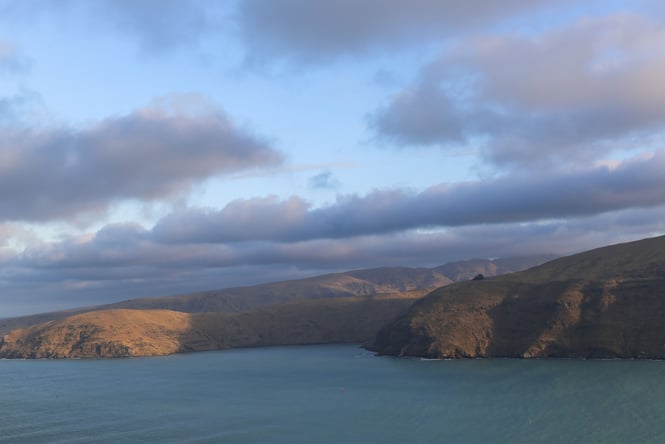 The Banks Peninsula on a cloudy day.
