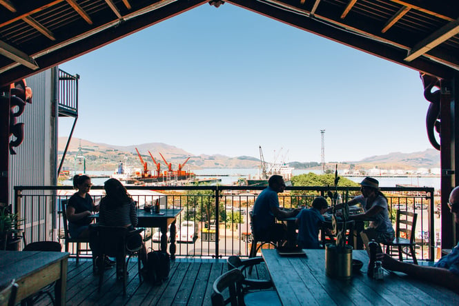 Outside seating area at Lyttelton Coffee Company.